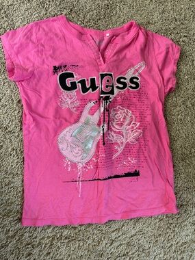 Guess Hot Pink Graphic Guitar Tee